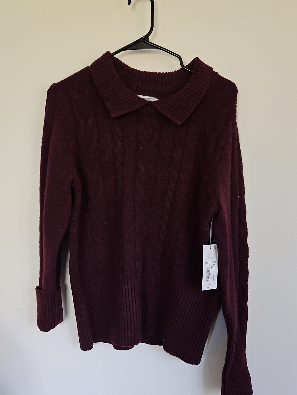 Liz Claiborne Cable-Knit Scoop-Collar Sweater - Burgundy